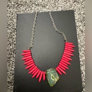 Elegant Red and Green Stone Necklace